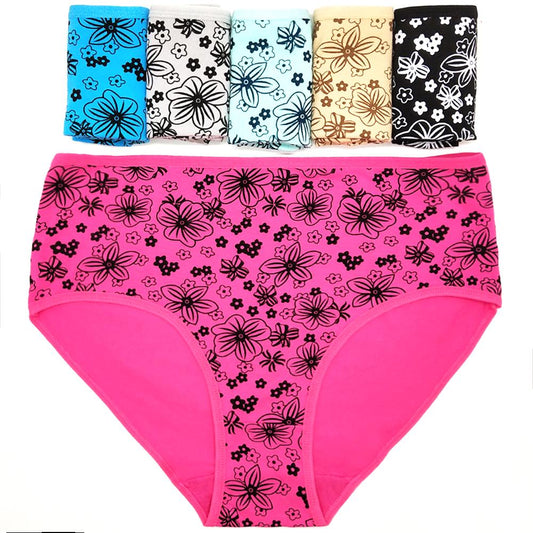 Fashion 6 pcs/lot Women Panties Cotton Plus Size Print Panties Women's Floral Lingerie Briefs