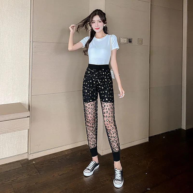 Summer Anti-mosquito Sunscreen Small Daisy Loose BF High-waisted Thin Bloomers Thin Section Nine-point Pants Women