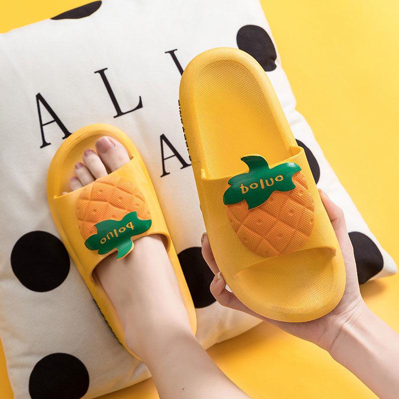 WTEMPO Slippers Women External Wear Cartoon Pineapple Thick Bottom Soft Lightweight  Non-slip Beach Bedroom Home Bathroom