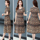 Short-sleeved Dress Retro Floral Women's Mid-length Cover The Belly To Show Thin Temperament Lady's Skirt