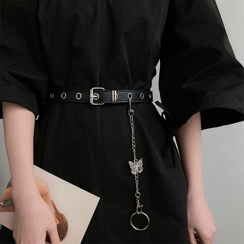 Punk Belt Men and Women Cool Belt Pants Chain Decoration All-match Simple Tide Black