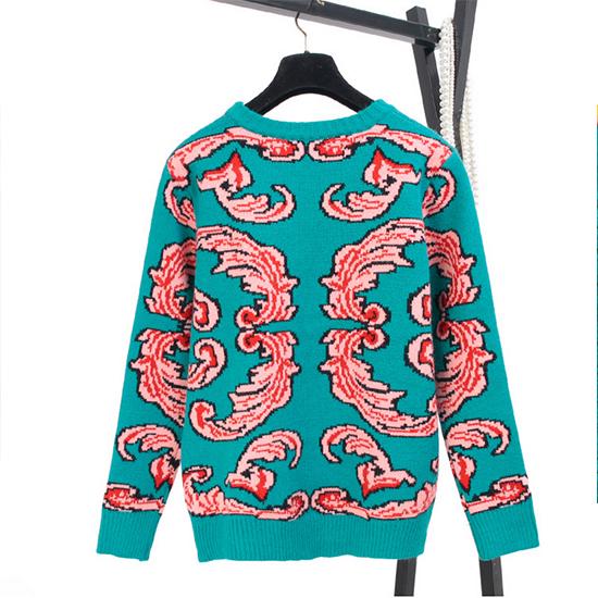 Unisex Vintage Thicken Sweater UFO Clouds Jacquard Pullover Winter Knitted Retro Loose Top