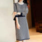 Sweater Dress Women's Plaid Pullover Knit Dress Korean Waist Trending Sweater Dress Autumn and Winter Lady Style Fashion