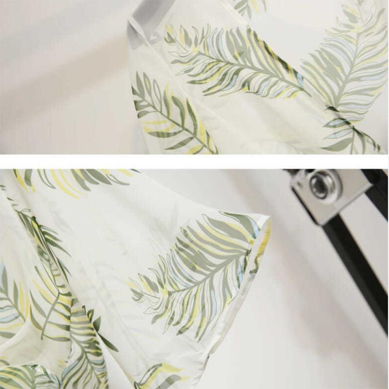 Pofulove Summer Dress Suit Floral Cardigan Shawl Blouse Ruffled Strap Dress Two-piece Chiffon Dress