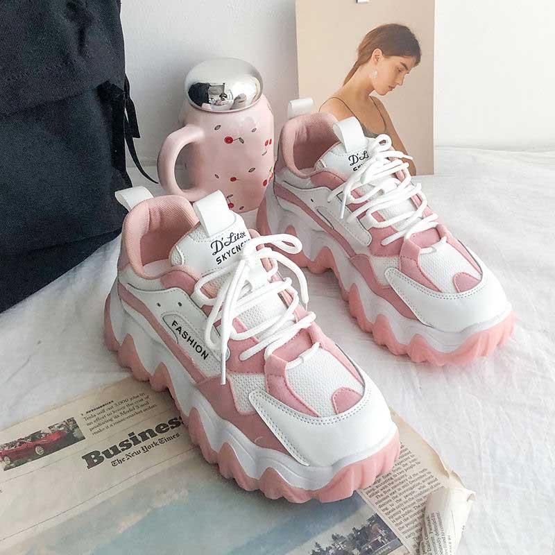 Plus Size 35-40 Summer Retro Women Mesh Sneakers Girls Breathable Running Basketball Shoeses Shockproof Non-slip Pink Shoes