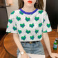 Sweet Round Neck Printed T-Shirt Women's Short Sleeve Summer Loose Top