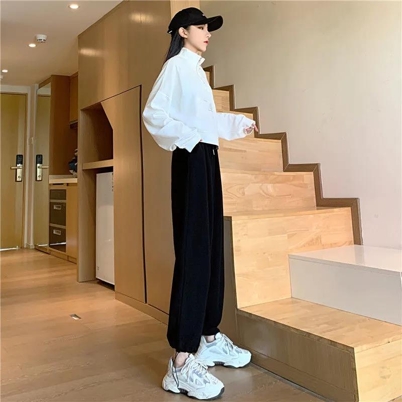 Drawstring Drawstring Pants Female Student Ins Harajuku Style High Waist Straight Casual Wide-leg Sports Harem Pants