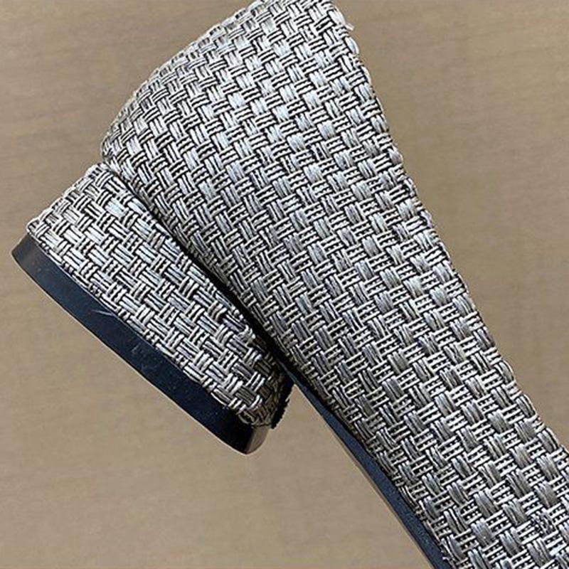 Bowknot Soft Sole Thick Heel Shoes Women Spring Korean Style Square Toe Woven Low-heeled Women's Shoes