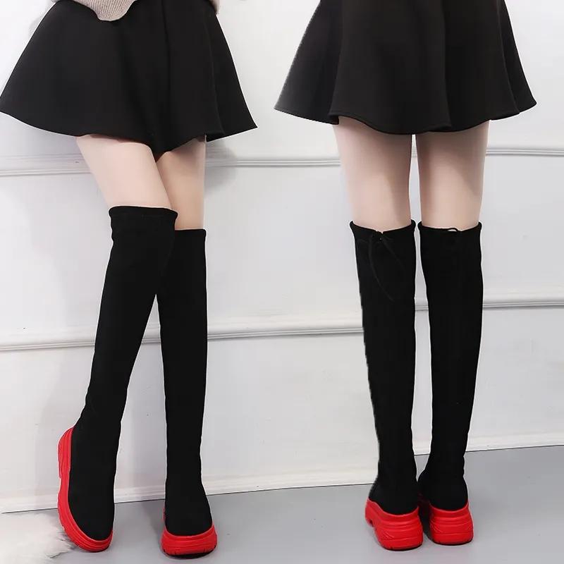 Women's Winter Plush Velvet Over-the-knee Boots Women's High-top Shoes Thick-soled High-tube Boots Women's Elastic Boots Winter Shoes