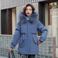 Parka Women's Large Fur Collar Down Padded Jacket Warm Cotton-padded Jacket Waist Down Padded Jacket Comfortable and Soft