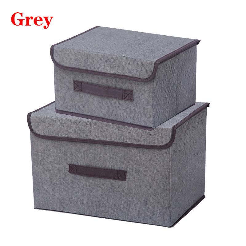 Fabric Household Double Cover Storage Box Organizer Box Basket Cotton Linen Container