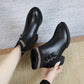 Female Martin Boots Short-tube Winter Plus Velvet Warmth Fashion All-match Mid-heel Cotton Shoes