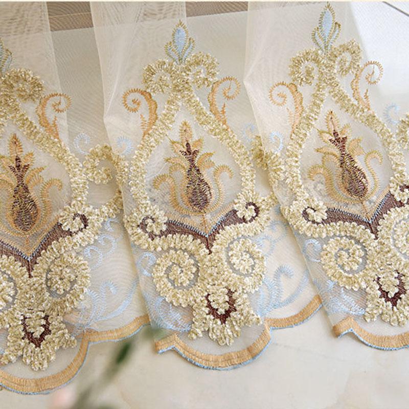 1/2pcs Luxury European-style Embroidered Thick Curtains for Living Room Balcony Bedroom Two-layer Blackout Curtain