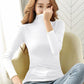 Turtleneck Women's Bottoming Shirt, Fashion All-match Solid Color Long-sleeved Women's Sweater with Slim Pullover Women's Top