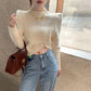 Cropped Sweater Women Fashion Knitted Jumper Pullover Sweaters Autumn Winter New Fashion Long Sleeve Casual Tops Women Knitwear Clothes
