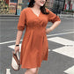 Solid Color Large Size L-XXXXXL Women's Summer Dress Short Sleeve V-Neck Above Knee