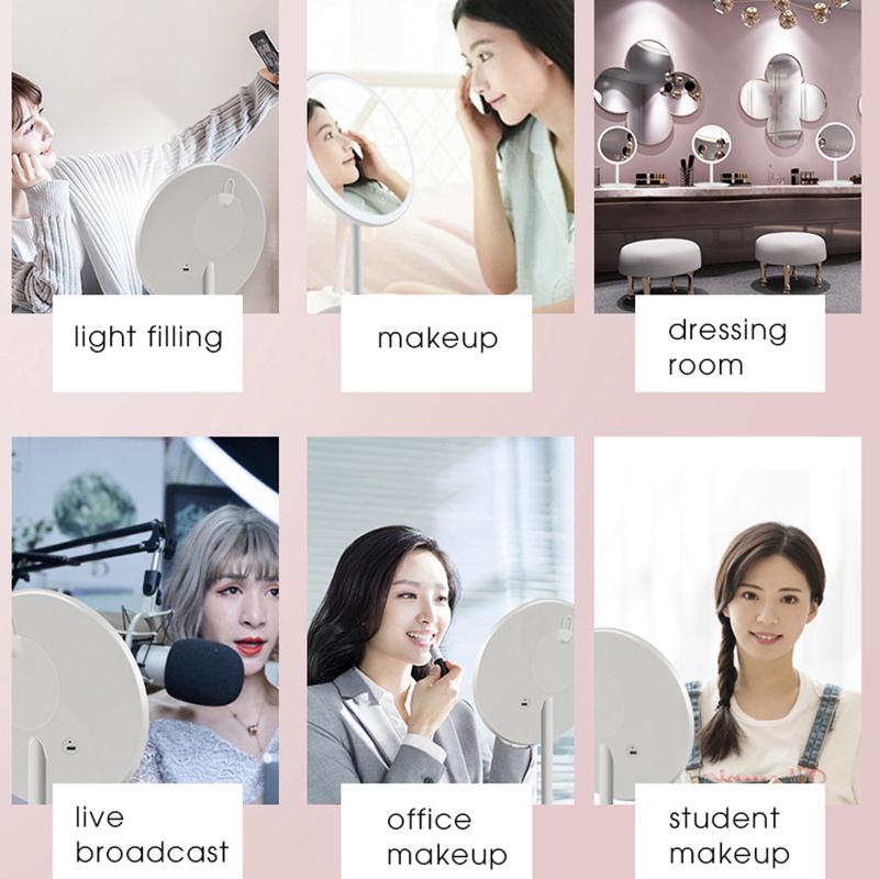 5 Times Magnifying Glass 3 Levels Ligthing LED Makeup Mirror Portable Travel Desktop Mirror Adjustable Touch Screen USB Charging