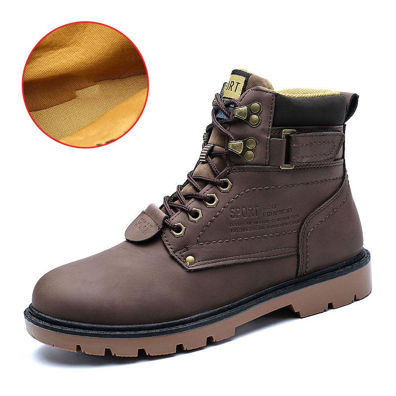 Men's Winter Leather Men Waterproof Snow Boots Leisure Boots Retro Shoes for Men Big Size 39-46
