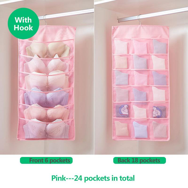 Underwear Storage Bag Wall-mounted Hanging Bag Bra Socks Storage Bag Wardrobe Dormitory Hanging Fabric Storage Artifact Dust-proof Storage Bag
