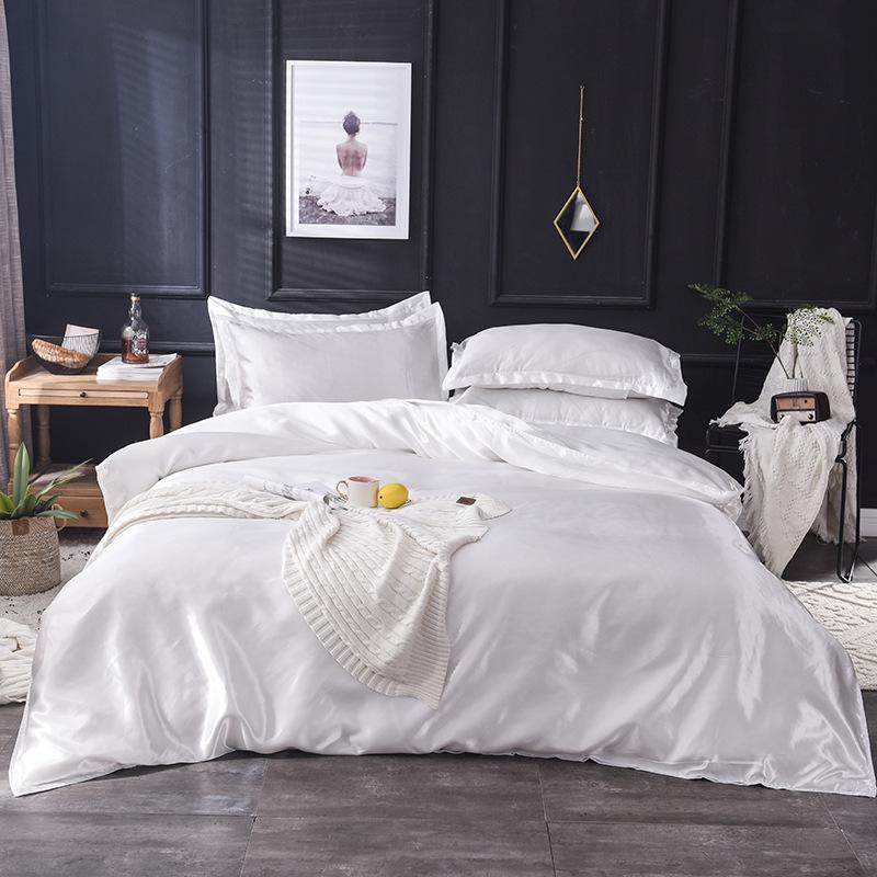 Washed Ice Silk Four-piece Set Pure Color Satin Silk Imitation Silk Bedding