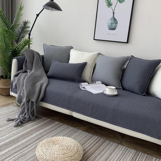 Solid color Sectional Couch Covers Sofa Towel Elegant Linen Cotton Sofa Covers Living Room Slipcover