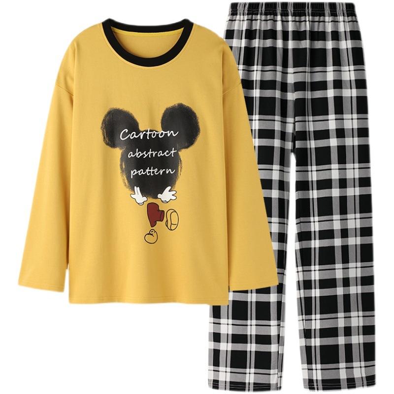Women 's Pajamas Set Long Sleeve Sleepwear Suit Cotton Pyjamas Cartoon Cute Nightwear Loose Casual Home Wear Autumn Winter Pullover Tops and Pants