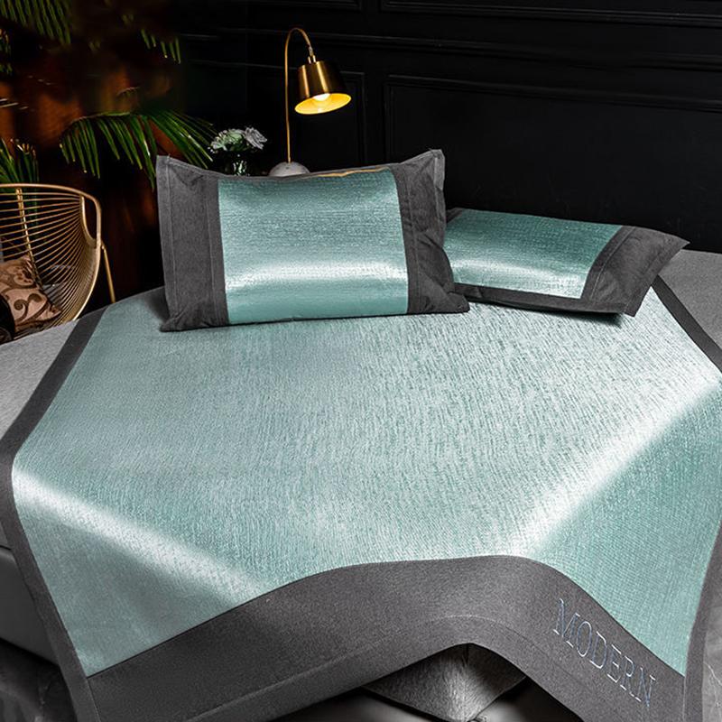 Three-piece Summer Skin-friendly Ice Silk Bed Sheet Mat Washable Non-slip Bedding Protection Cover