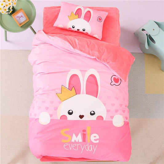 Autumn and Winter Kindergarten Milk Velvet Thick Warm Double-sided Fleece Bed Three-piece Quilt Winter Quilt Baby Nap Quilt
