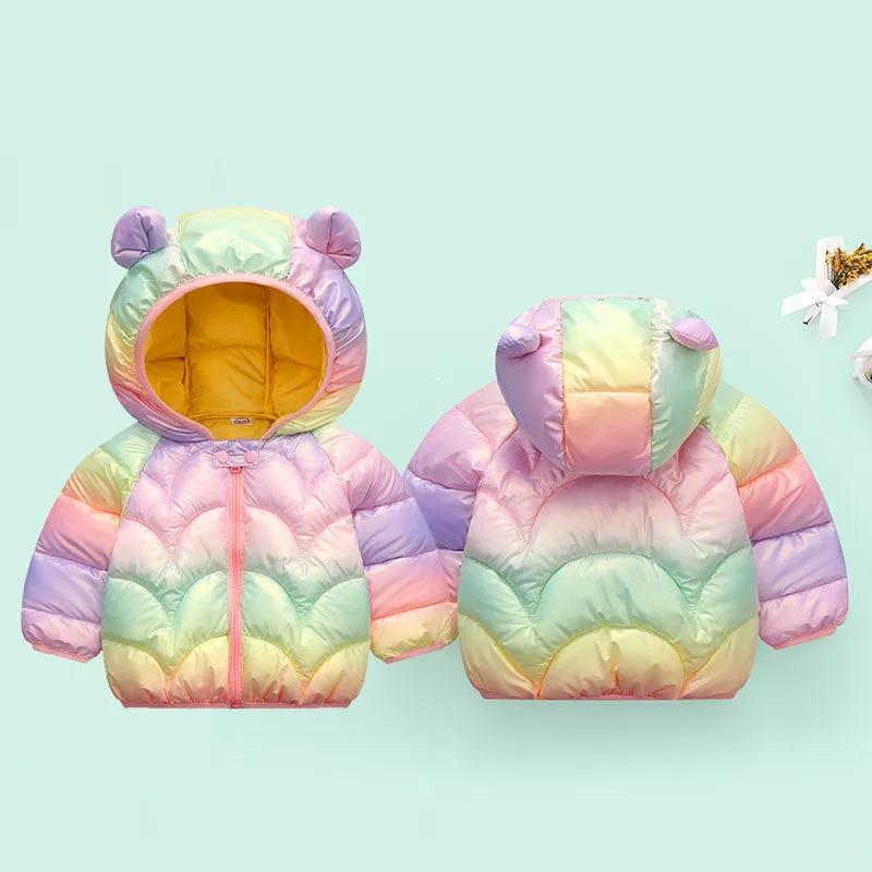 Girls Winter Warm and Windproof Candy-colored Cotton Clothes Plus Fleece Padded Jacket