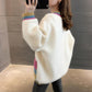 Women's Sweater Coat Autumn and Winter Color Matching Sweater Cardigan Loose and Lazy Wind Mid-length Knitted Cardigan Top