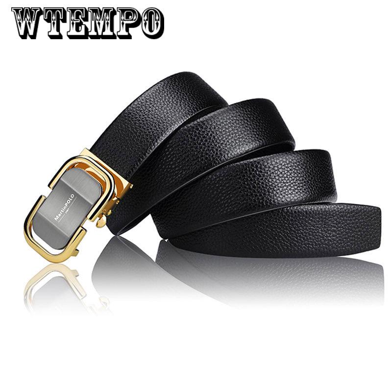 Belt leather pure leather automatic buckle belt youth leisure wild business black pants belt men