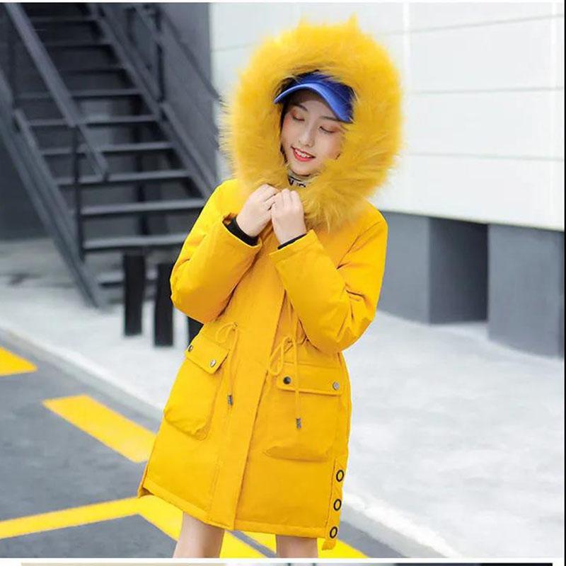 Girls' Warm and Windproof Cotton Clothes Mid-length Plus Velvet Thickened Children's Clothing