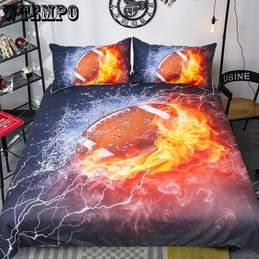 3Pcs/Set Football Printed Comforter Kids Boy Bedding Sets Men Duvet Cover Double Sheet Set
