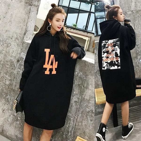 Autumn and Winter Hooded Plus Size Sweater Mid-length Loose Padded Base Skirt