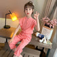 Girls' Solid Color Splicing Button Suit Summer Cool Breathable Suit Children's Casual Sleeveless Two-piece Set