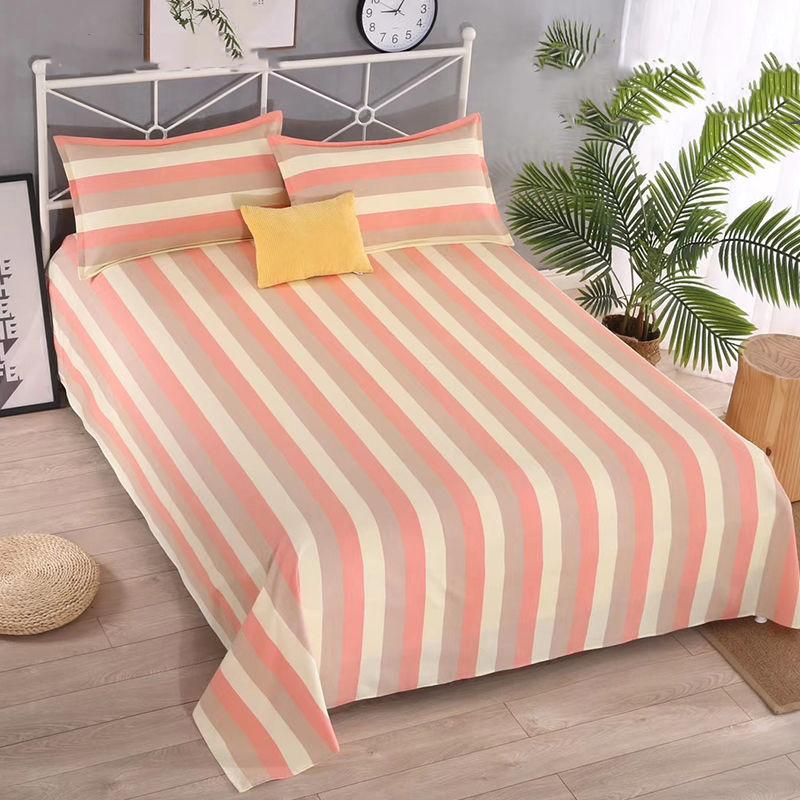 Bedding Three-piece Set Pure Cotton One-piece Bed Sheet Two Pillowcases Four Seasons Universal Naked Sleep Thick Cotton Washable