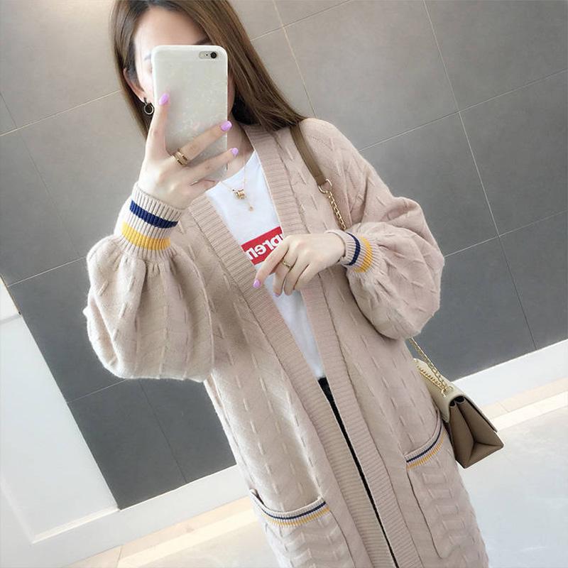 Autumn and Winter Mid-length Knitted Cardigan Loose Casual Sweater Long-sleeved All-match