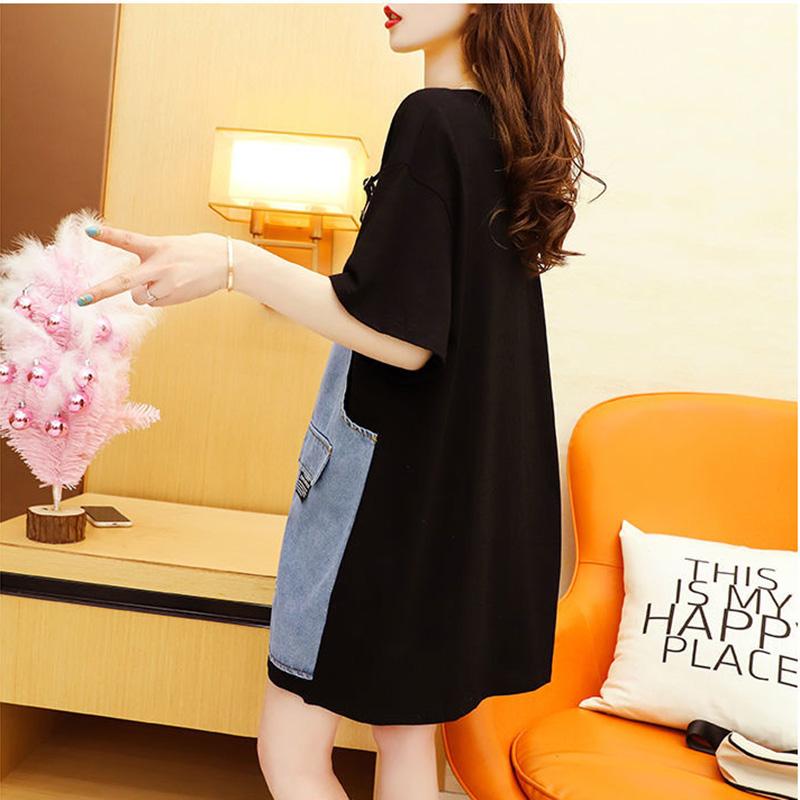 Women Dress Girl Loose O-Neck Casual Long T-shirt Dress Big Loose Home Comfort Outer Convenient