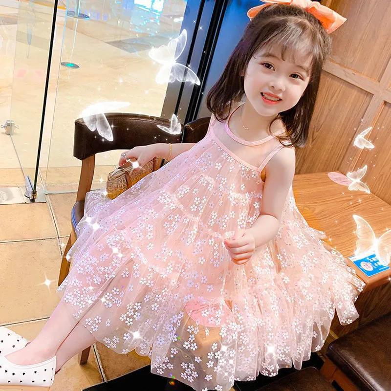 Girls Dress Summer Little Girl Skirt 12-year-old Girls' Skirt Children's Princess Dress 7-year-old Sequin Sweet A-Line Dress