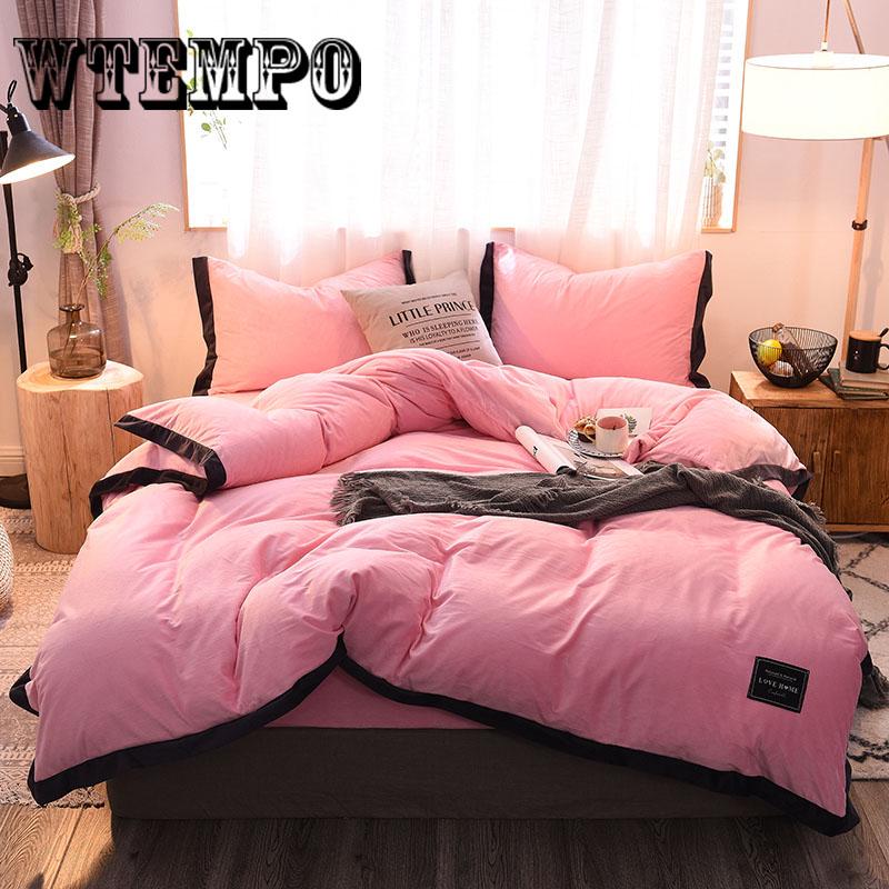 4pcs Thickening Bedding Set Bed Linings Winter Duvet Cover Bed Sheet Pillowcases Cover Set