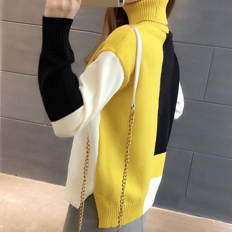 Autumn and Winter Casual Sweater High Neck Knitted Bottoming Shirt Loose Plus Size Women's Top