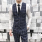 Men's Fashion Suit Solid Color Business Casual Jacket Pants Vest Three-piece Slim Formal Suit Groom Handsome Wedding Dress