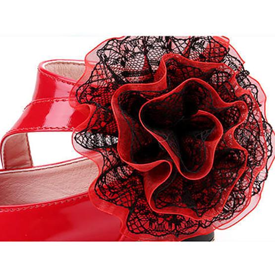 Children's Leather Shoes Girls' Spring and Summer Leather Shoes Princess Shoes Solid Color Big Flower Soft Soled Performance Shoes
