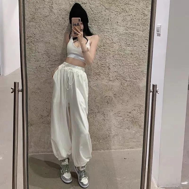 Women's Loose Sports Pants Spring and Summer Students Korean Version of The Harem Pants Waist High Waist Casual Pants Straight Trousers