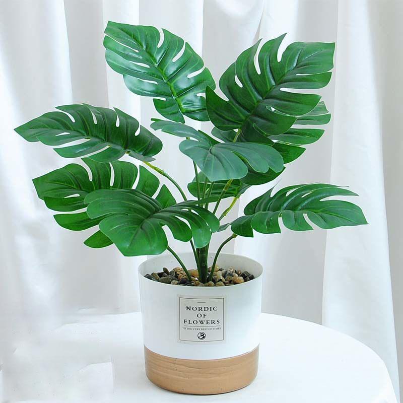 Nordic Wind Simulation Plant Bonsai Simulation Flower Green Plant Decoration Turtle Back Leaf Indoor Potted Desktop Artificial Flower Decoration