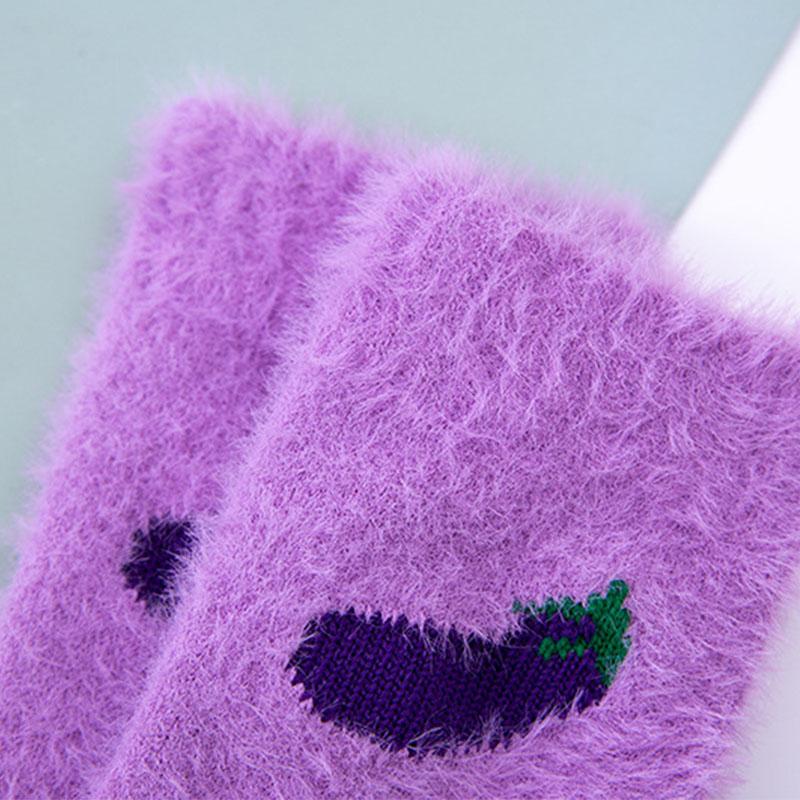Female Mid-tube Autumn Winter Coral Fleece Thickened Warm Floor Socks Sleep Socks