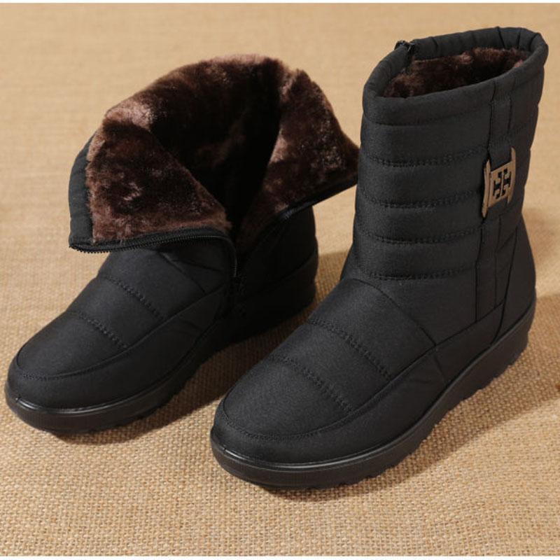 Thick Velvet Snow Boots Women's Waterproof Non-slip Middle Tube Women's Cotton Shoes Keep Warm and Comfortable In Winter
