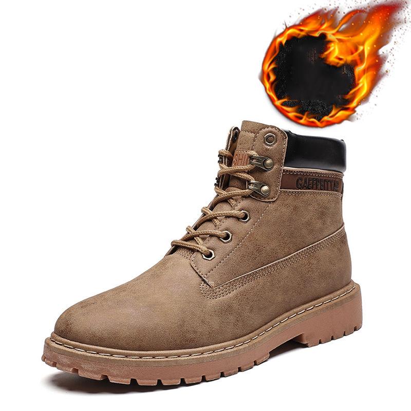Pair of Boots Winter Martin Boots Men's Non-slip Retro Motorcycle Boots High Top Shoes Men's Boots