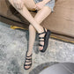 Thick-soled Sandals Women's Summer All-match Flat-bottomed Roman Shoes with A Word Buckle Simple Non-slip Thick-soled Sandals