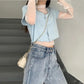 Retro Chic Straight Loose Jeans Women's High Waist Thin Wild Plug-in Wide Legs